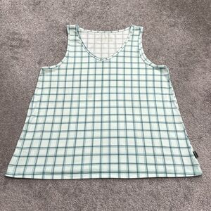 Eddie Bauer Sleepwear Tank Top Womens XL Green White Check Plaid Soft Stretch